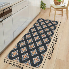 Retro Kitchen Mat Floral Pattern Rug Polyester Material Carpet Machine Washable