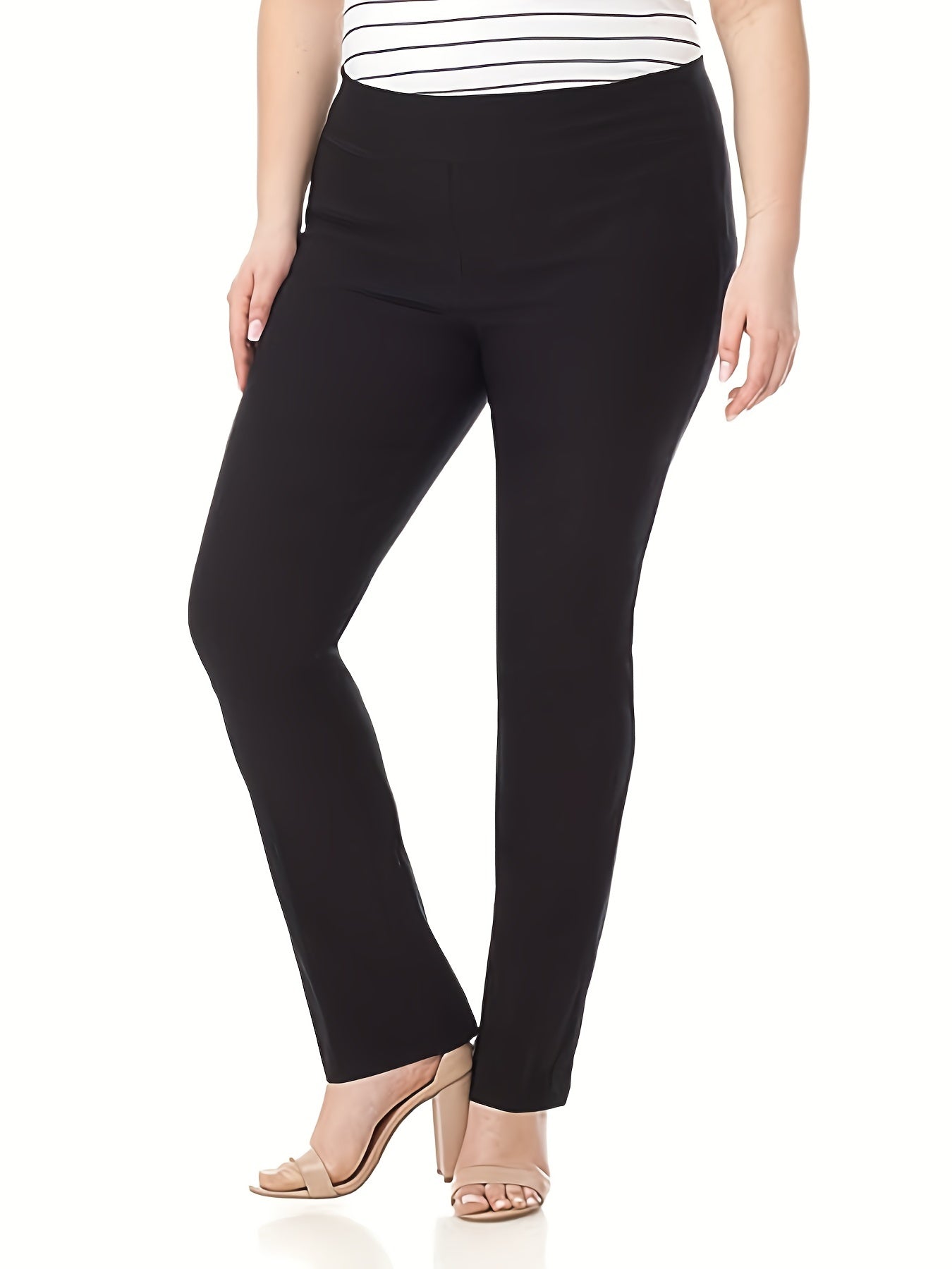 Plus Size High Rise Straight Leg Trousers