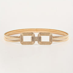 Geometric Buckle Metal Stretch Belt Golden Women's Dress Coat Waist Belt