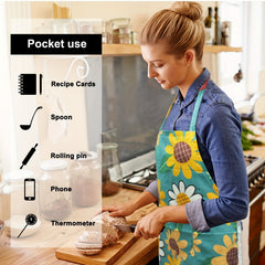 Waterproof Floral Apron with Pocket for Kitchen Gardening and Salon