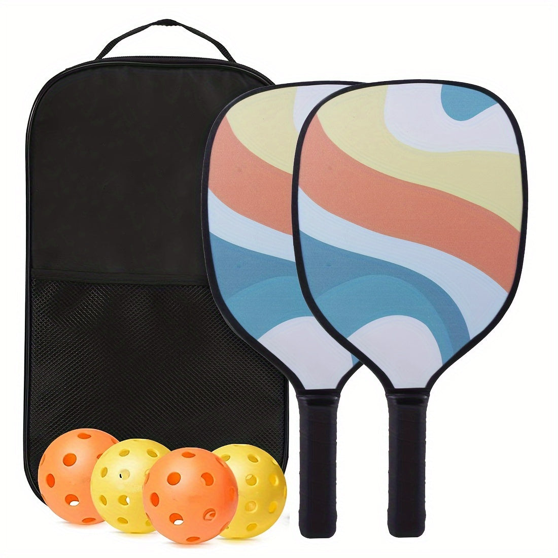Wooden Pickleball Paddle Set with Accessories for Indoor/Outdoor Activities