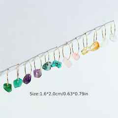 6 Pairs Natural Raw Stone Hoop Earrings for Women Girls
