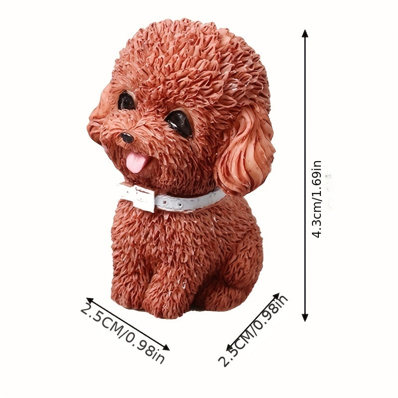 Resin Teddy Dog Figurine Home Garden Decor Mini Dolls Children Desktop Model