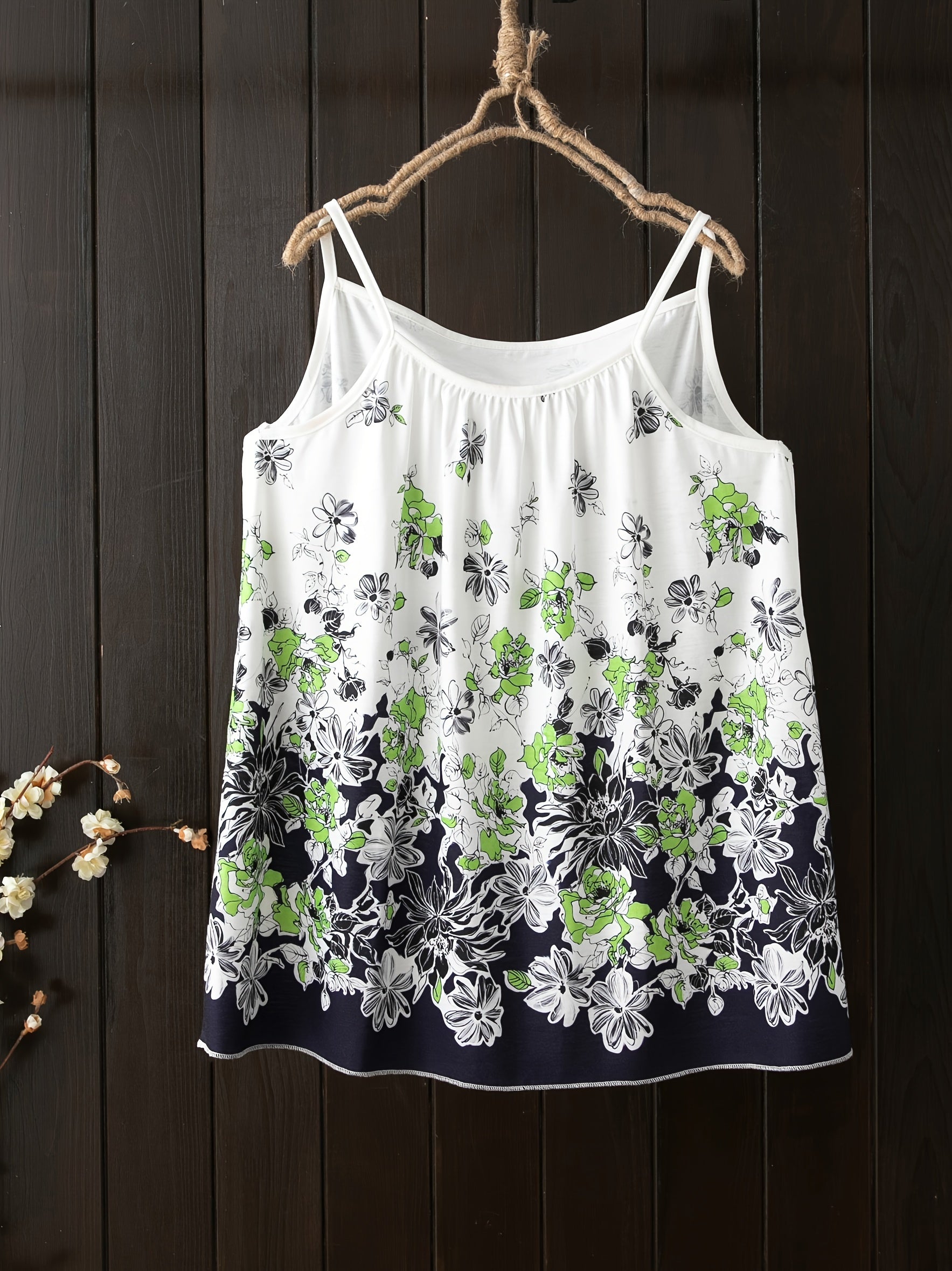 Floral Print Plus Size Cami Top Medium Stretch