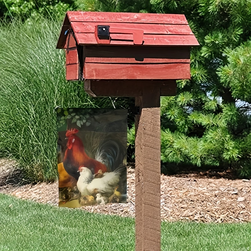 Colored Chicken Nest Painting Linen Double Sided Flag 12in 18in
