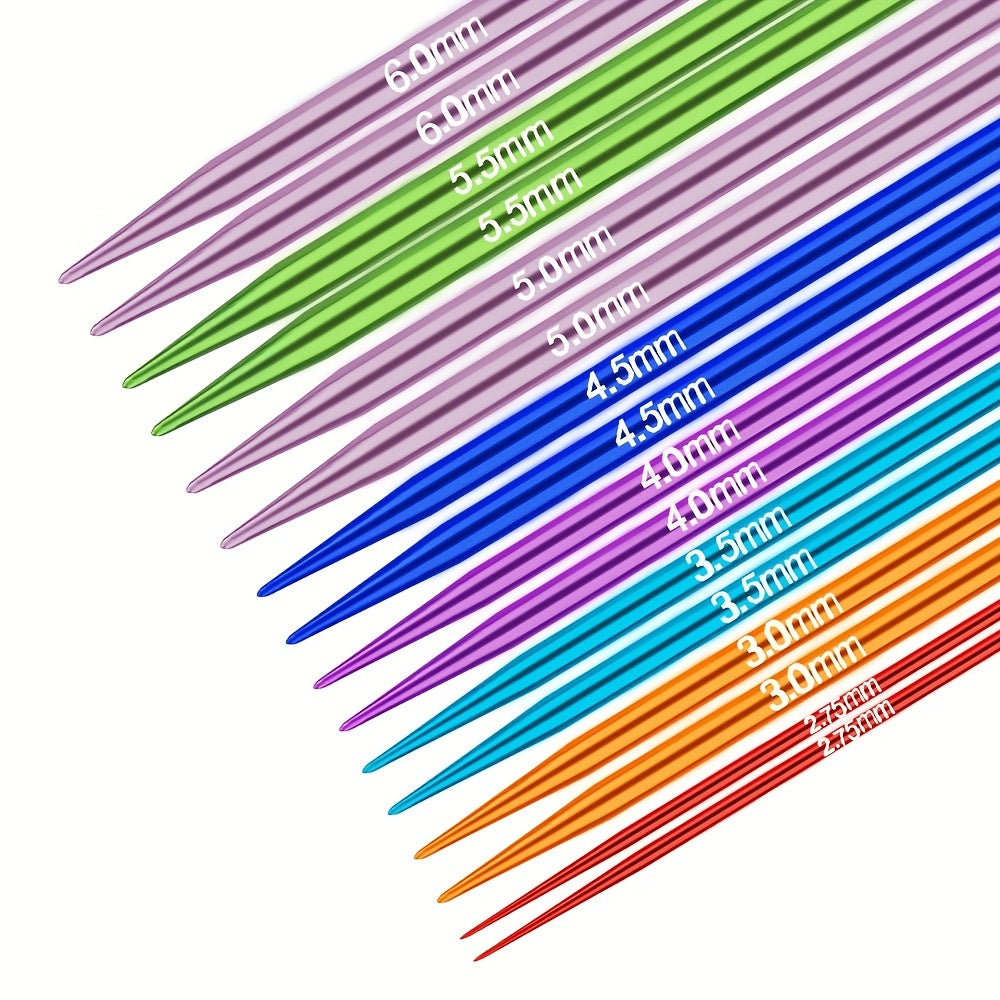 32pcs Colorful Aluminum Knitting Needles Set - 2.75mm-6.0mm