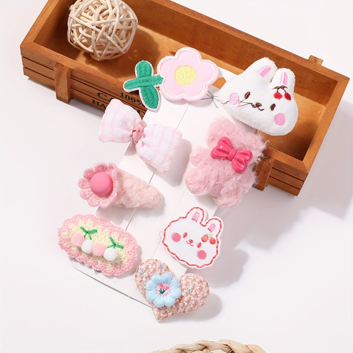 Plush Cartoon Rabbit Flower Hair Clip For Girls Baby