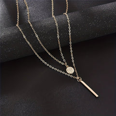 Geometric Shape Rhinestone Double Layer Necklace