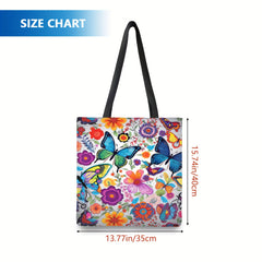 Butterfly Print Tote Bag Large Capacity Women's Handbag & Shopping Bag