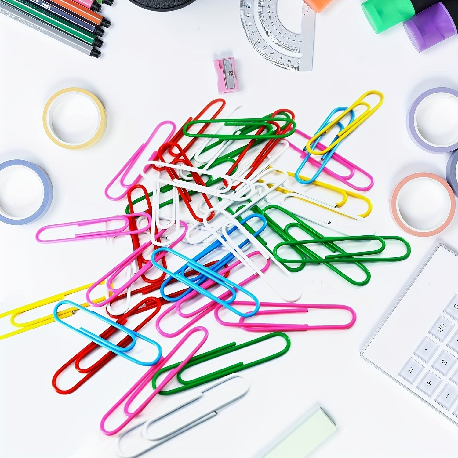 50pcs 2.54cm, 50pcs 3.3cm, 20pcs 5.08cm Large Paperclips - Various Colors