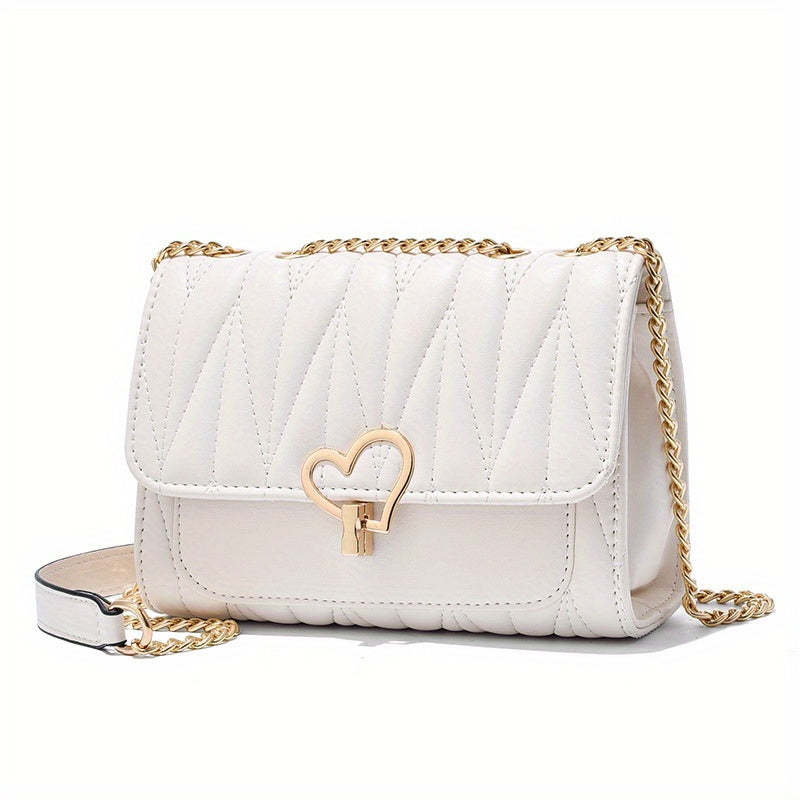 Quilted Chain Crossbody Bag Turn Lock Shoulder Bag Small Purses