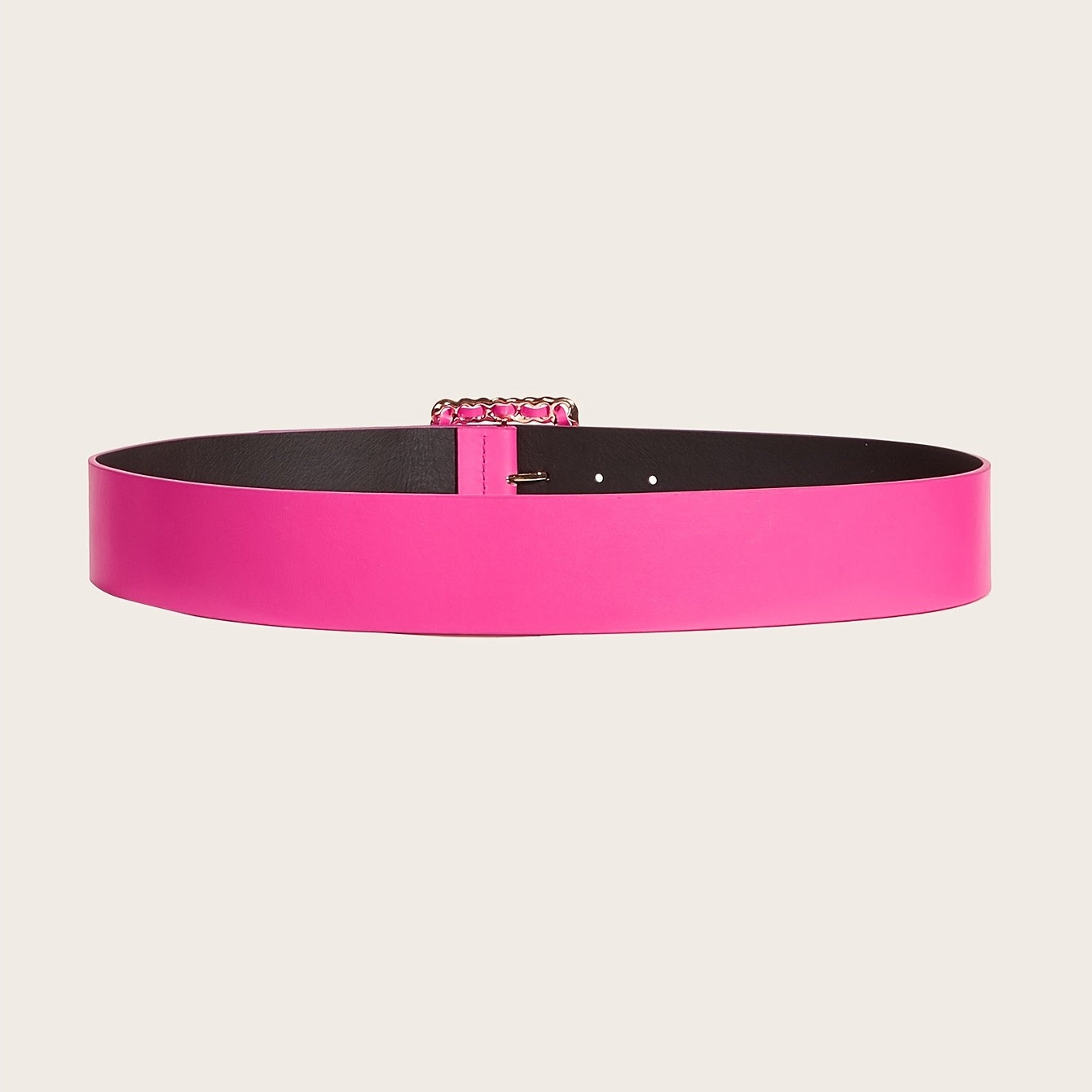 Wide Pink PU Leather Belt Square Buckle Y2K Women's Coat Dress