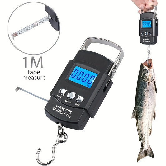 Portable Electronic Fish Scales Hanging Scale with Measuring Tape