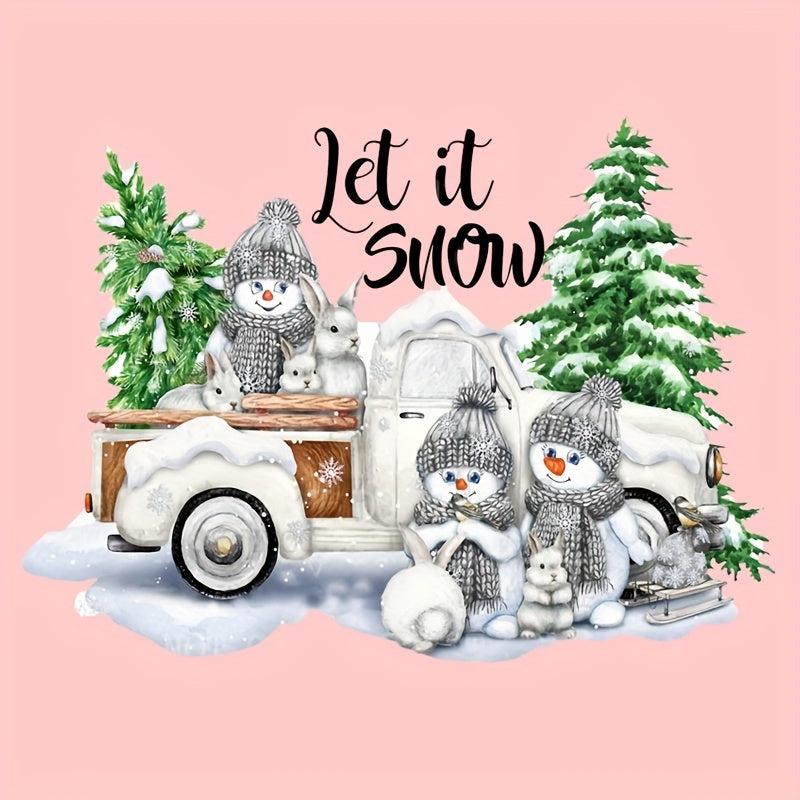 Christmas Tree Snowman Let It Snow Iron On Transfer Decals