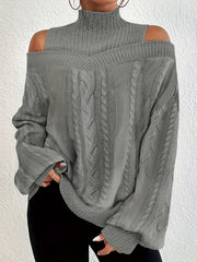  Sweater Women's Cable Cut Out Lantern Sleeve Jumper