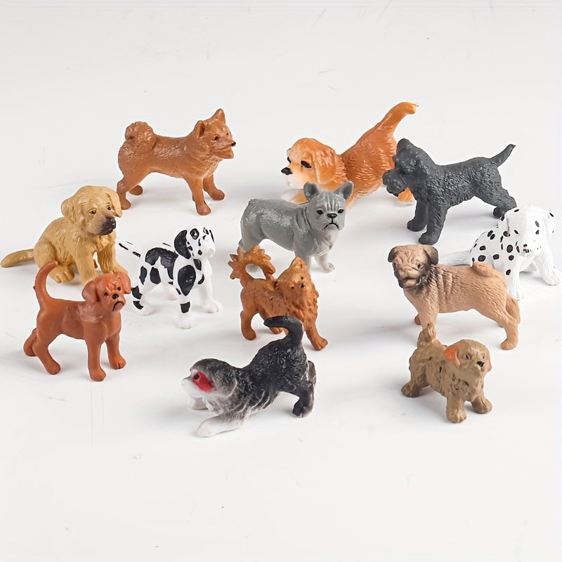 24pcs Mini Dog Figurines Playset Realistic Detailed Plastic Puppy Models