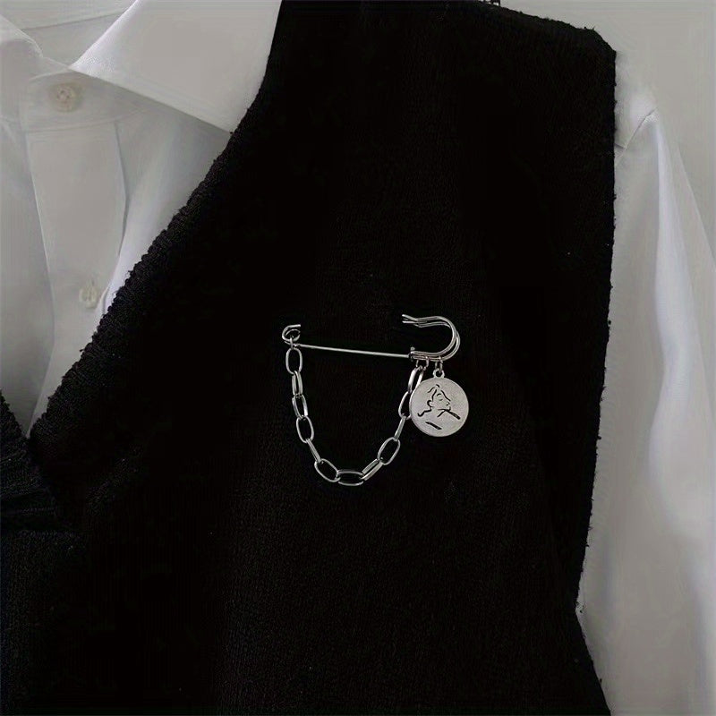 Minimalist Tassel Chain Brooch Pin Clothes Accessories