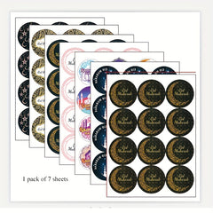 Eid Stickers 7 Sheets Decoration Happy Eid Mubarak