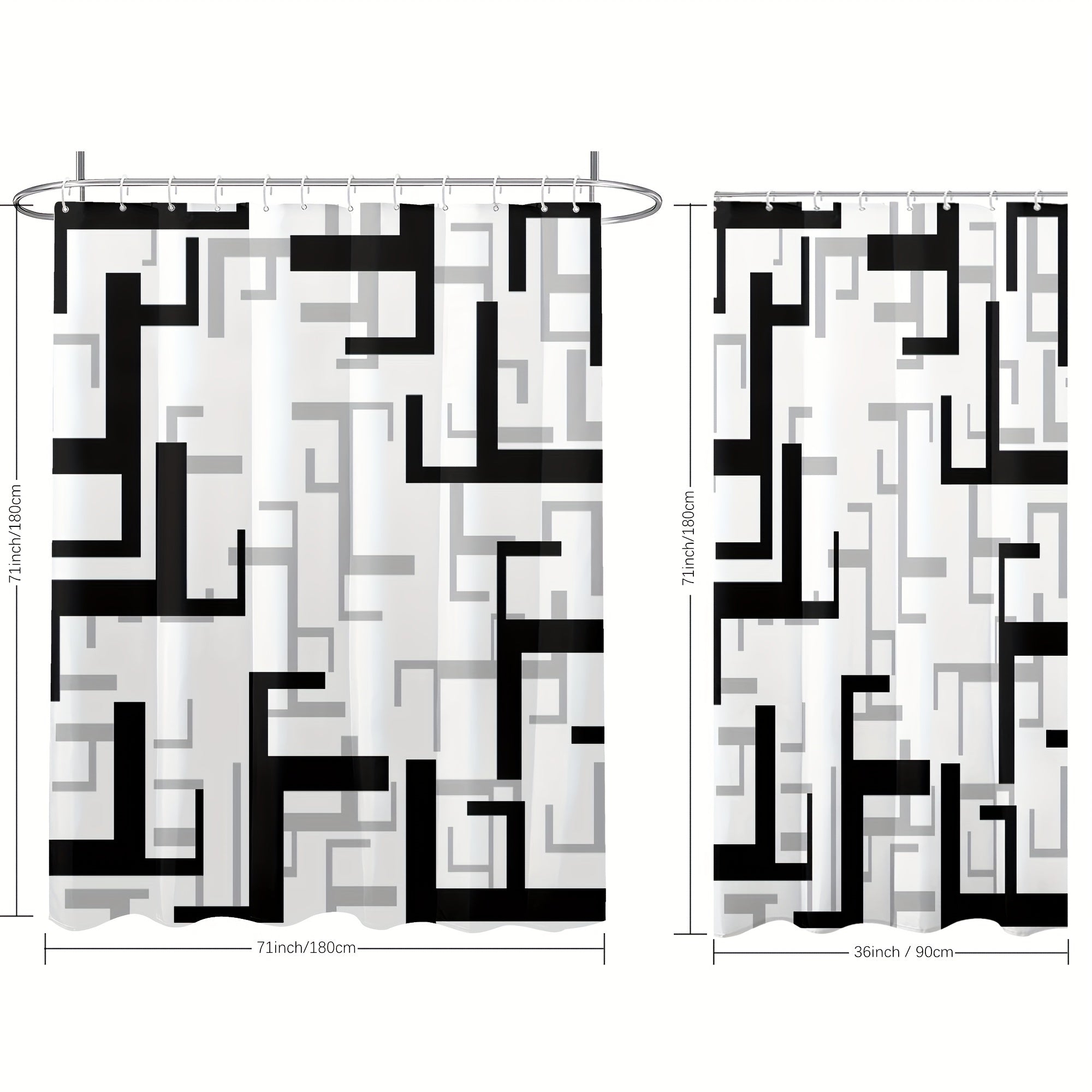 Geometric Stitching Pattern Shower Curtain Modern Decor