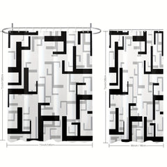 Geometric Stitching Pattern Shower Curtain Modern Decor