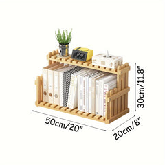 Bamboo Movable Kitchen Shelf Storage Rack Countertop Organizer Apricot