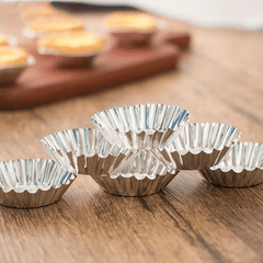 50pcs Disposable Egg Tart Molds Tin Foil Mini Tart Pans Non Stick