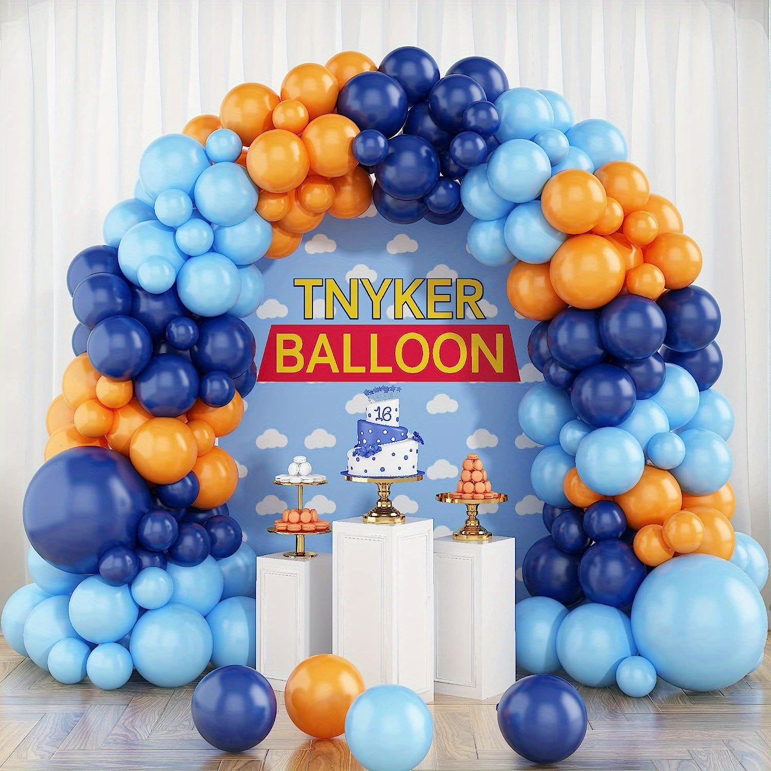Navy and Orange Balloons Garland Arch Kit for Wedding Birthday Party