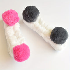 Pink Fur Ball Headband Face Wash Makeup Hairband Functional