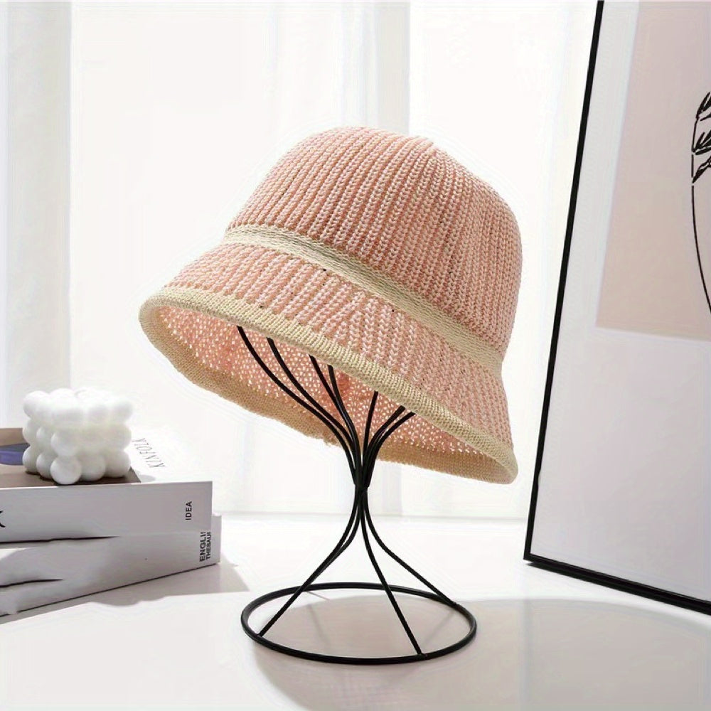Crochet Bucket Hats Block Sun Hat for Women