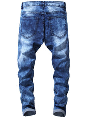 Men's Slim Fit Biker Jeans Stretch Distressed Denim