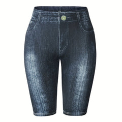 High Waist Denim Print Leggings for Women