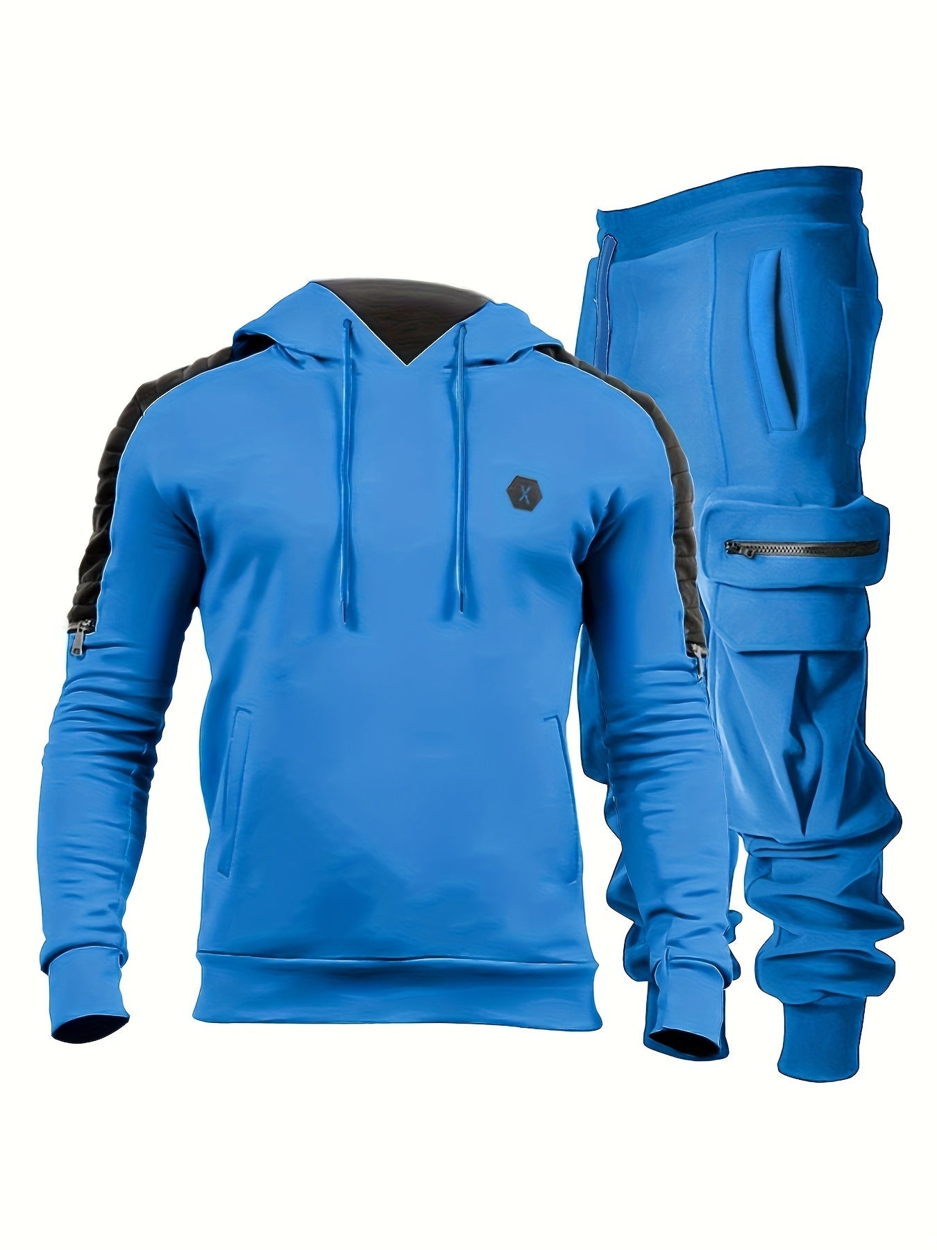 Men's Mid Stretch Hoodie & Cargo Pants Set for Outdoor Activities