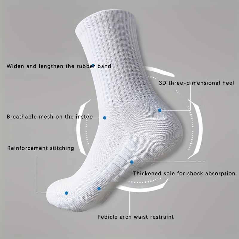 Men's Thick Cotton Sports Socks - Breathable & Anti-Odor - 3 Pairs