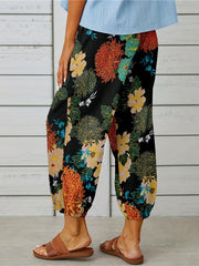 Women's Plus Size Boho Floral Print Wide Leg Joggers