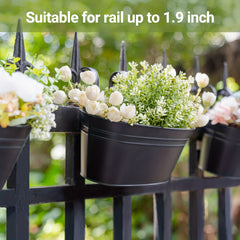 5pcs Metal Hanging Flower Pots for Railings & Fences, Rustic Style Windows