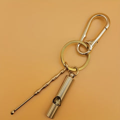Copper Alloy Whistle Ear digging Spoon Keychain Outdoor Gift