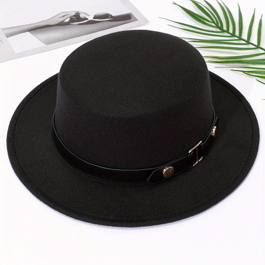 British Style High Symmetrical Top Hat with Round Buckle Belt for Men and Women