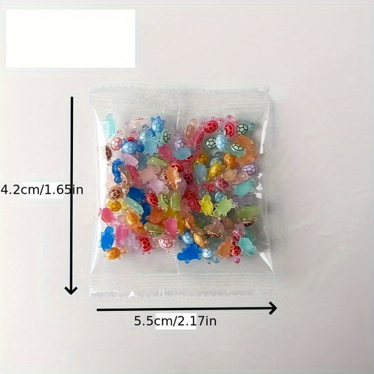 100pcs Glow in the Dark Mini Turtle Toys Multicolor Nail Art Charms
