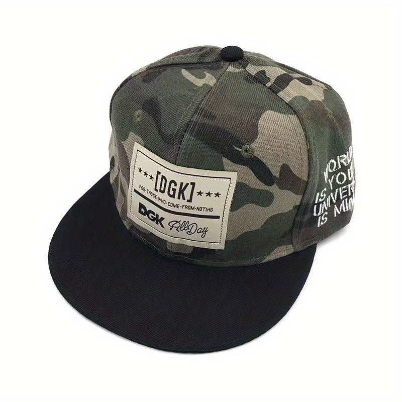 Men's Camo Flat Brim Hat Baseball Cap Sun Hat