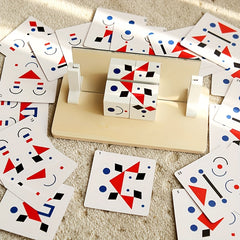 Wooden Mirrored Building Block Game with 20 Double Sided Cards