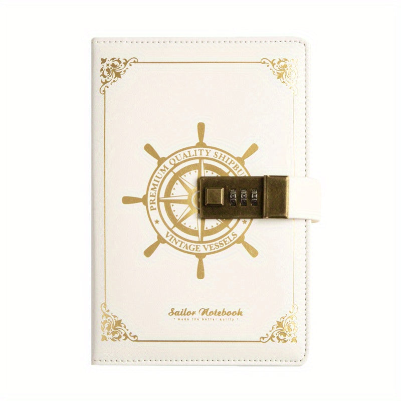 Sailor Style Retro Password Book PU Notebook With Lock Student Diary B6