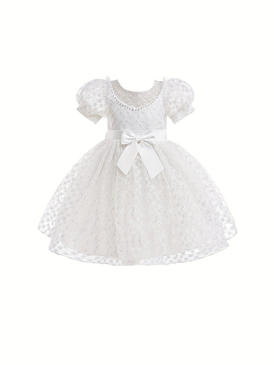 Girls Floral Princess Dress Puff Sleeve Tutu Dresses