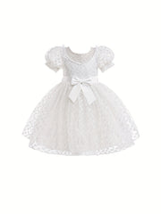 Girls Floral Princess Dress Puff Sleeve Tutu Dresses