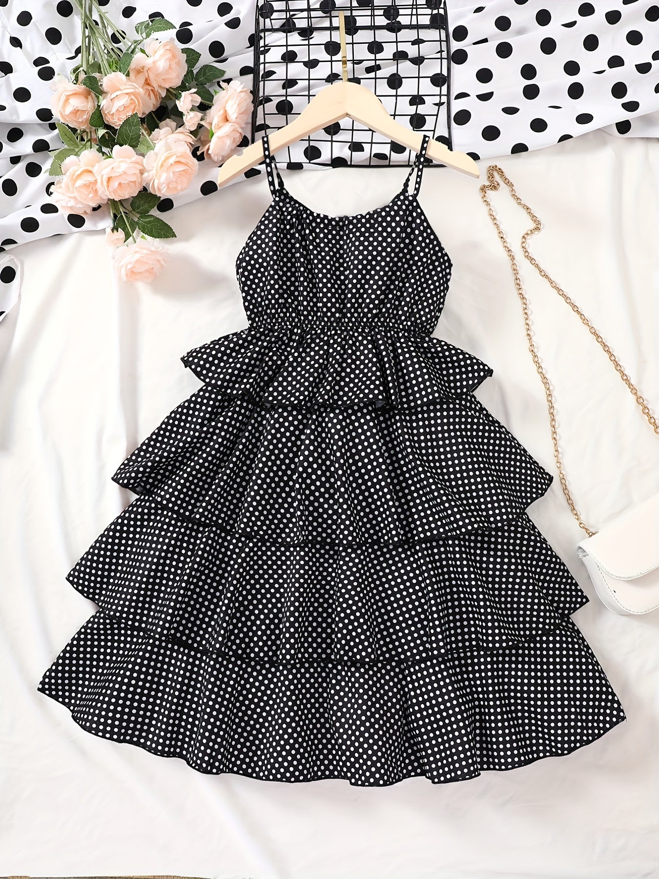 Girls Polka Dot Print Party Dress Kids Summer Clothes