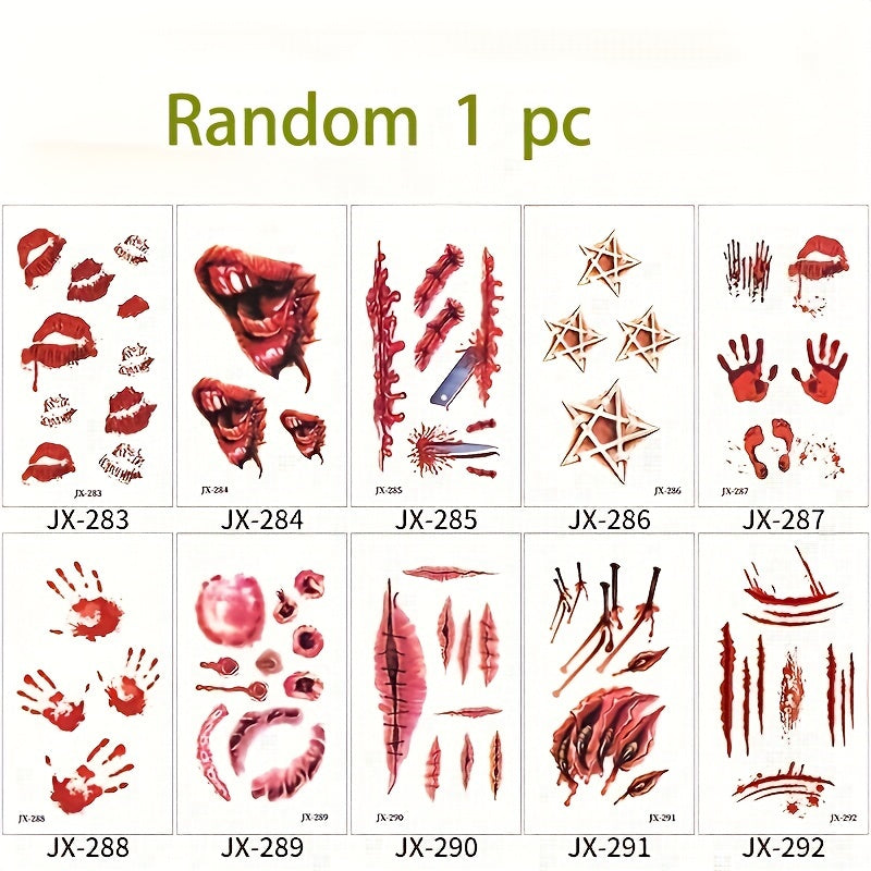 Realistic Gory Halloween Wound Tattoo Stickers (1pc/3pcs/10pcs)