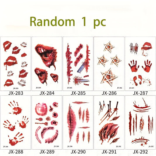 Realistic Gory Halloween Wound Tattoo Stickers (1pc/3pcs/10pcs)
