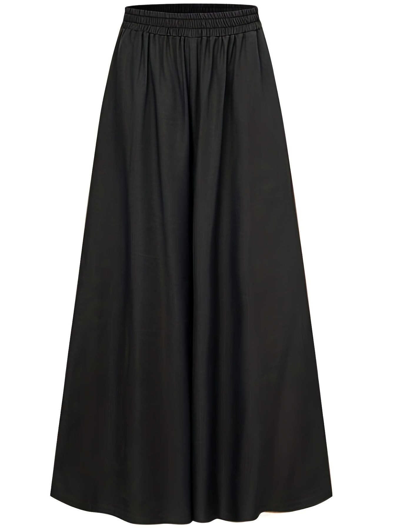  Solid Elastic High Rise Wide Leg Trousers