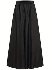  Solid Elastic High Rise Wide Leg Trousers