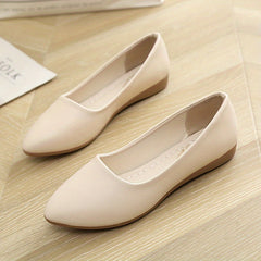 Women's Solid Flat Slip On Soft Shallow Mouth Shoes