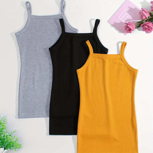 Girl's 3 Piece Ribbed Knit Short Dresses